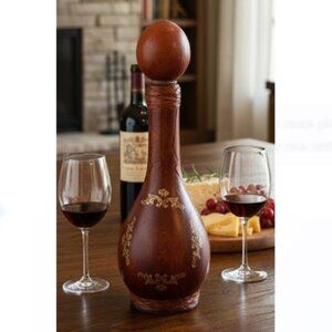 Italian Wine Decanter Vintage Brown Leather Lion Head Bottle Stopper Italy Vino